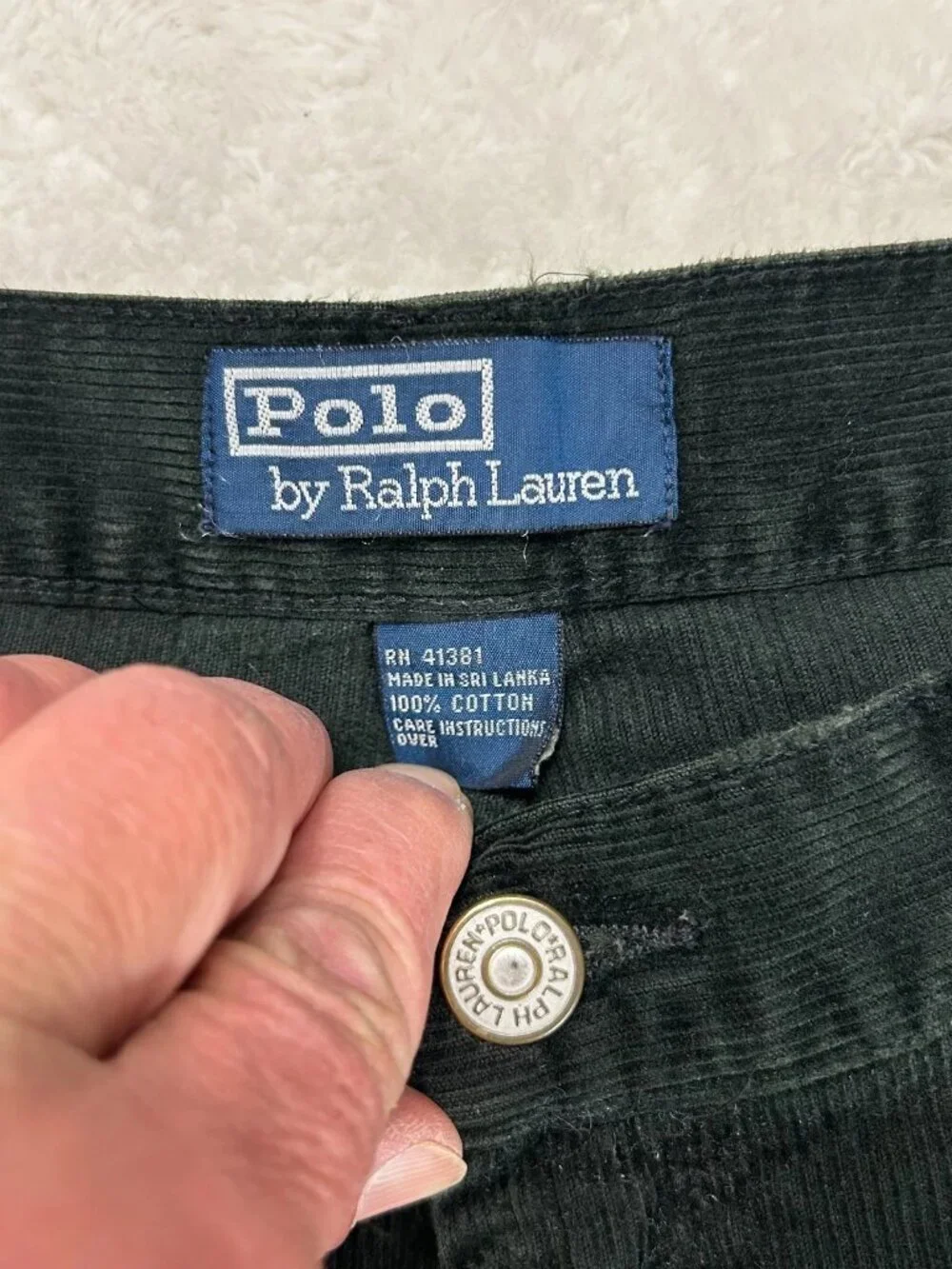 Vintage Polo By Ralph Lauren Corduroy Pants Mens 38x32 Green Straight Leg Preppy